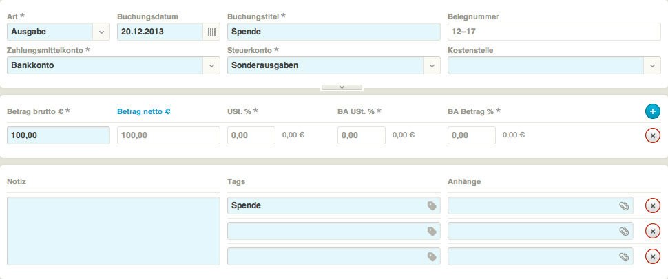Wie buche ich Spenden | bookamat