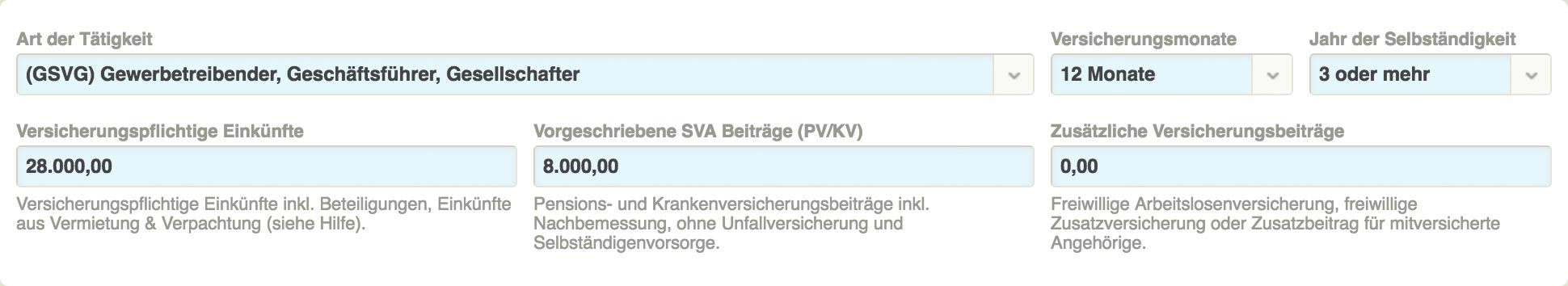 SVA Beitragsrechner – Grundlagen