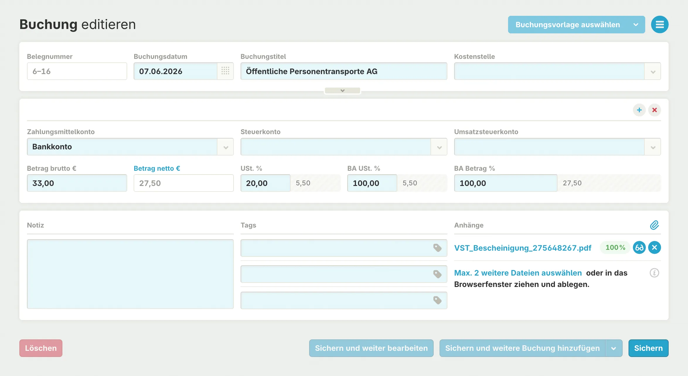 Automatisch vorgeschlagener Anhang