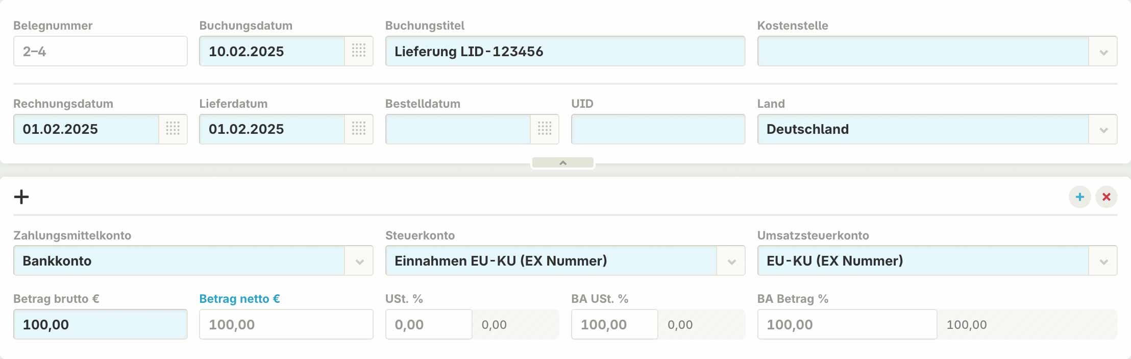 EU-Kleinunternehmerumsatz buchen