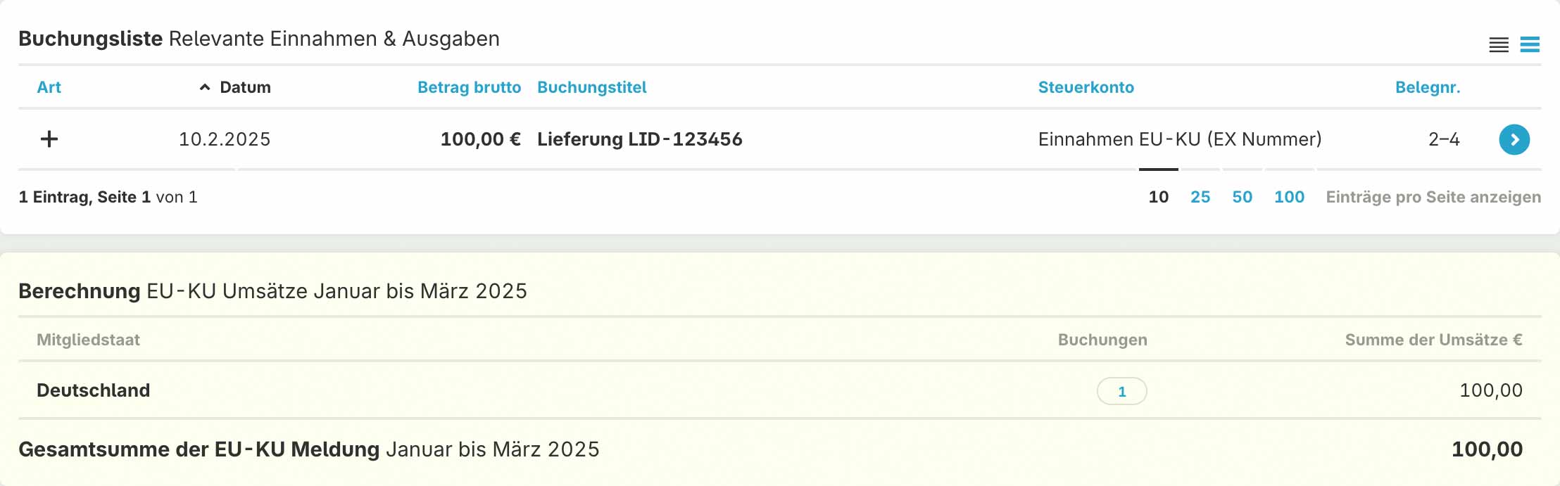 EU-Kleinunternehmerumsatz buchen