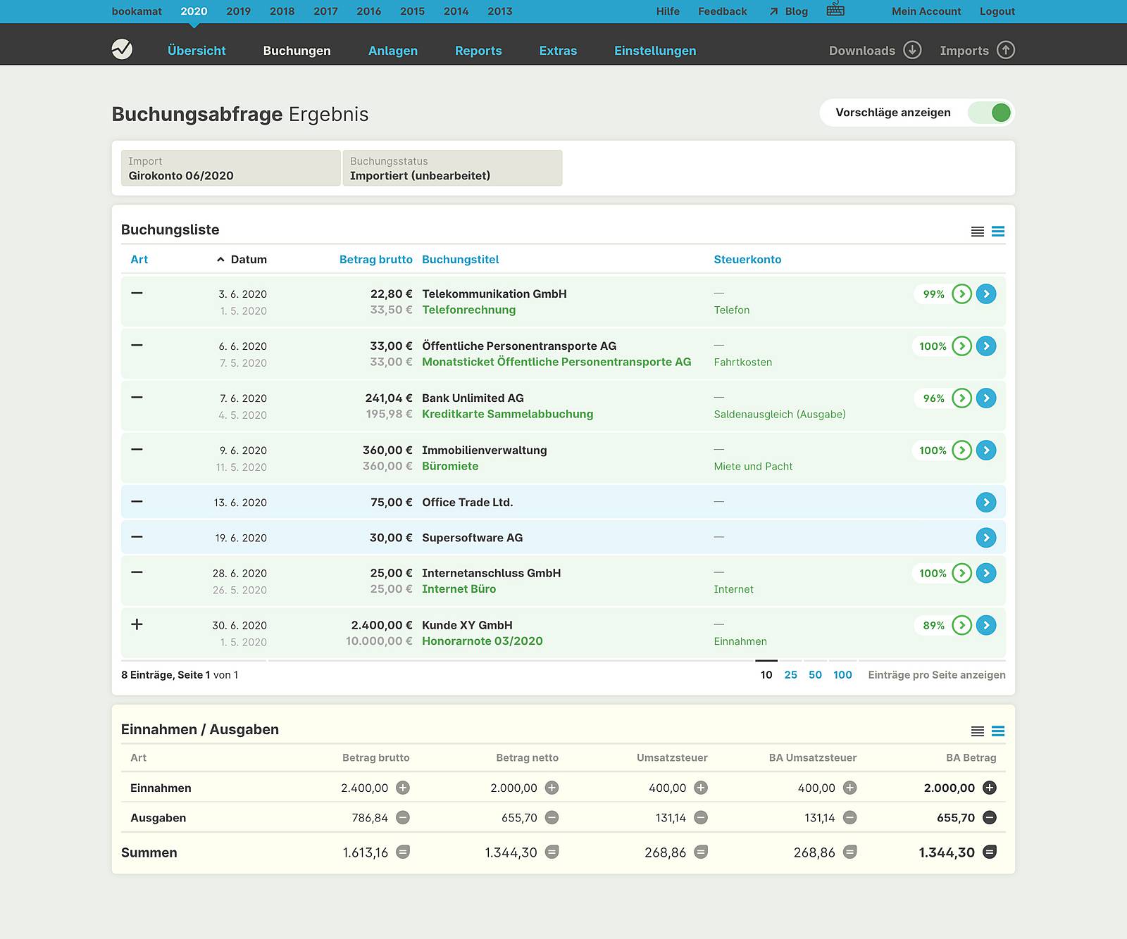 Automatisierte Buchungserkennung | bookamat